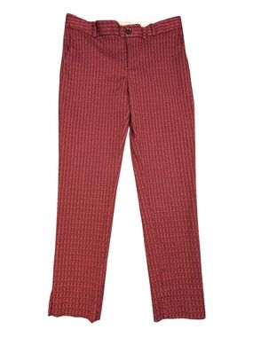 Banana Republic Pants Womens 6 Red Geometric Ankle Slit Tapered Stretch Fall 13